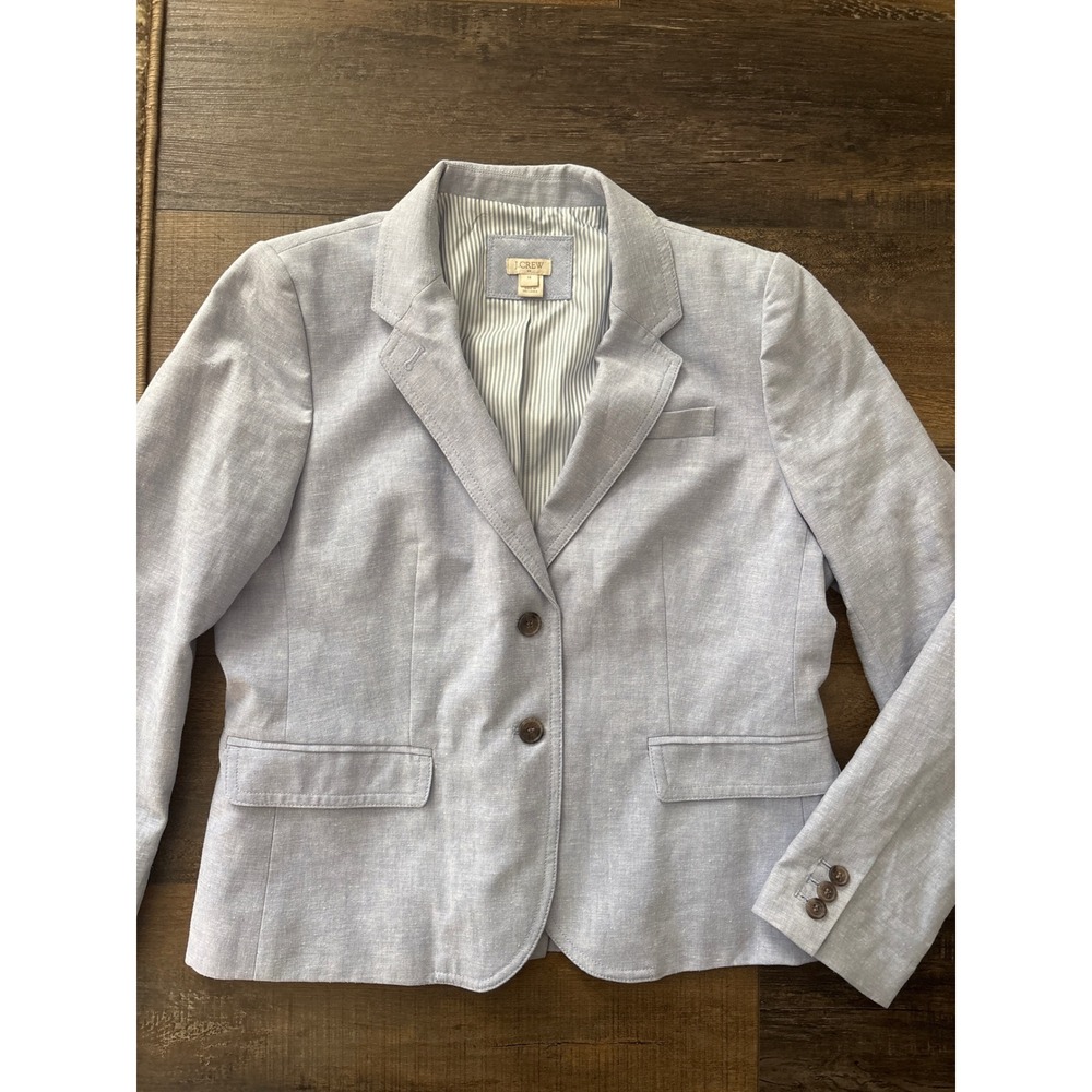 J.Crew Campbell Blazer Light Blue Linen Cotton Blend Striped Lining G2497 14